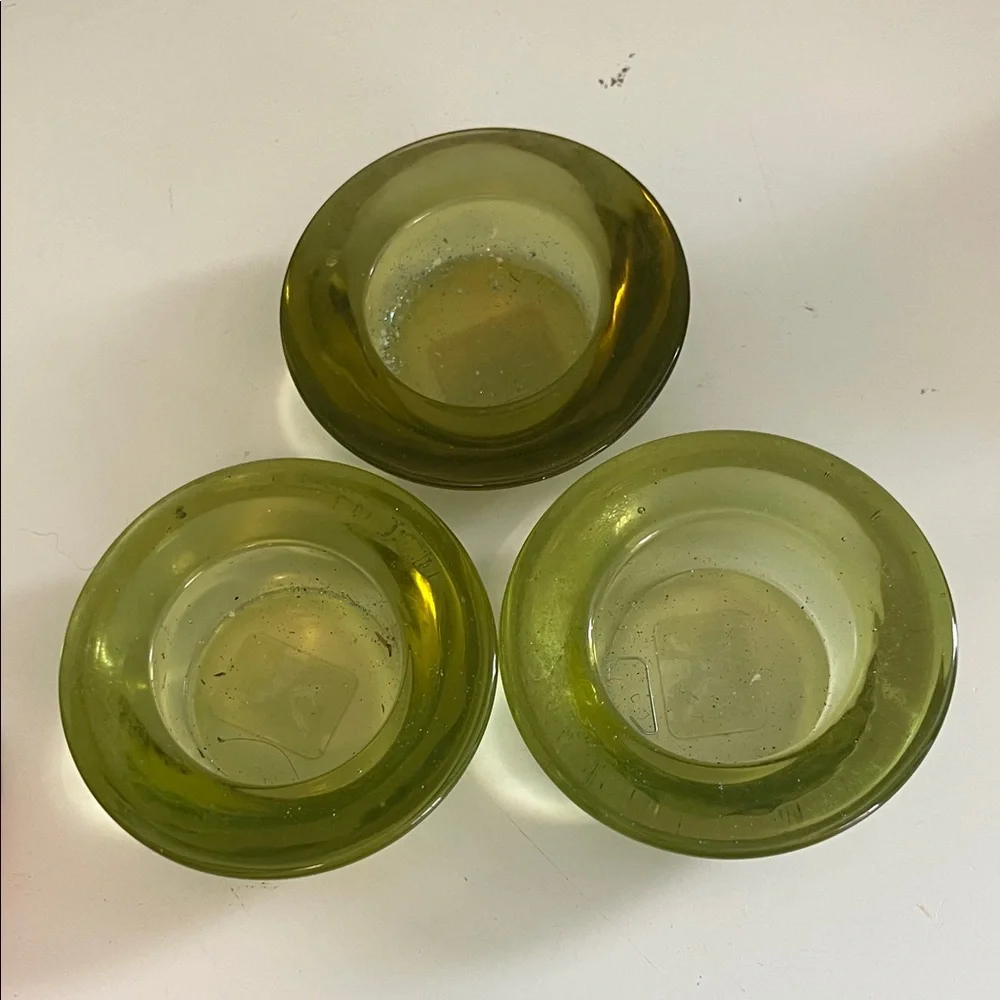 Crate&Barrel Green and Teal Glass Votive Bowl Set of 5